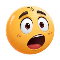 Obraz premium An amazed exaggerated 3d yellow emoji face illustration isolated on white background. Best trending emojis illustration on white .high quality emoji illstration.