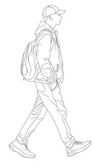 Side view of a walking student