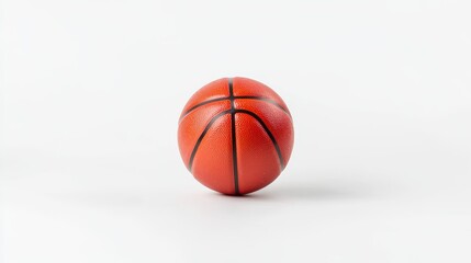 Fototapeta premium Bright Orange Basketball Featuring Visible Seams Isolated on White Background with Creative Lighting Effects