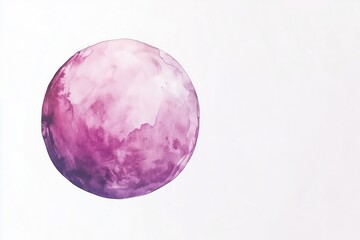 Minimalist watercolor purple circle on white background. Modern artistic abstraction