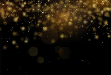 Christmas background golden sparkles and glow flares