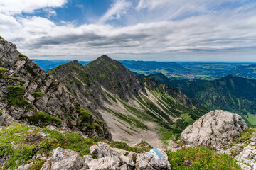 Breathtaking View From Summit Of Breitenbarg Mountain Overlooking Bavarian Landscape near Sonthofen