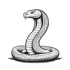 Fototapeta premium Monochrome drawing of a cobra snake showing its hood flare threat posture