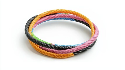 Colorful Striped Hula Hoops Isolated on White Background for Playful Fitness Activities