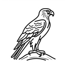 Obraz premium Simple line drawing of a falcon resting on a rock, perfect for logos, tattoos, or minimalist designs