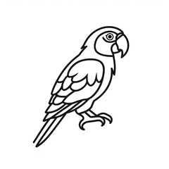 Fototapeta premium Simple line art depicting a parrot standing on a branch, showcasing a minimalist design suitable for various applications