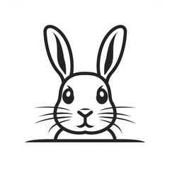 Obraz premium Cute cartoon bunny peeking above colorful surface, highlighting playful character for kids' graphic design