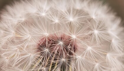 Fototapeta premium close-up of dandelion seed head with fine, delicate seeds, suitable for nature-themed designs, illustrations, and botanical art