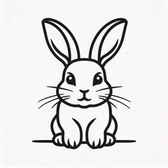 Fototapeta premium Simple black and white rabbit line art design