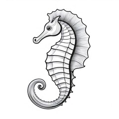 Fototapeta premium Detailed seahorse illustration with elegant line art style