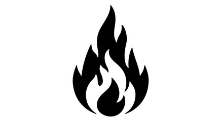 Fire, flame, bonfire. Flame fire icon, abstract style on white background. Flat burn fire symbol, bonfire sign, flame campfire emoji. Camping fireball minimal graphic style. Vector Illustration