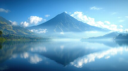 Serene Mountain Lake Reflection: A Breathtaking Panorama
