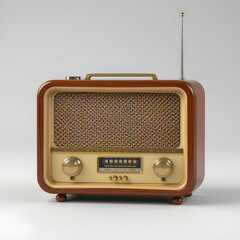 Old vintage retro radio isolated on white background