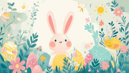 Joyful easter celebration in spring colors easter bunny festive vibes