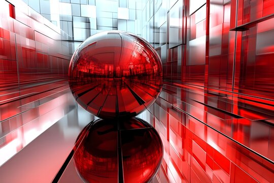 Three dimensional render of a red sphere