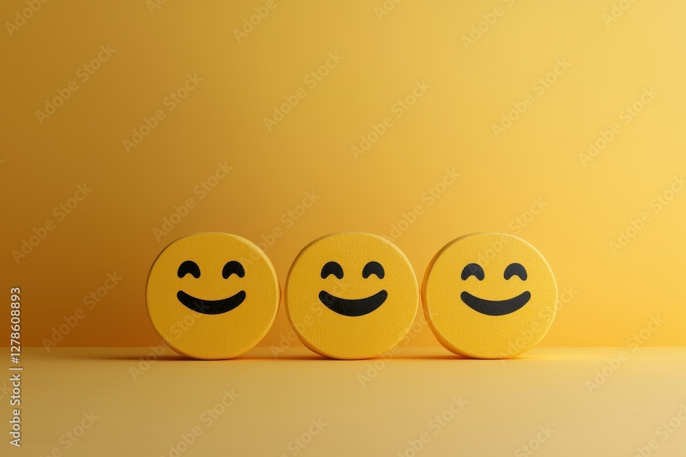 Poster designing a conceptual feedback survey with three emoticons for enhanced user experience