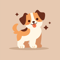 Cute сartoon puppy dog mascot. Happy adorable dog icon. Pets care, love and loyalty concept. Vector illustration isolated on white.