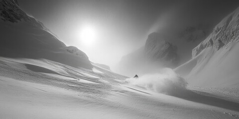 Skiing on Snowy Mountain