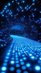 Blue data stream tunnel