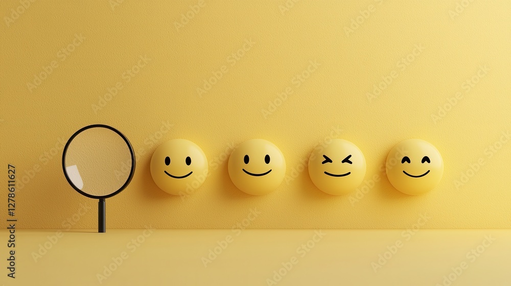 Poster conducting a feedback survey with emoticons digital space interactive content user perspective surve
