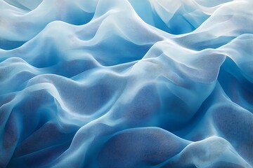 Obraz premium Blue fabric, draped, waves, texture, background, design