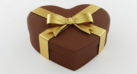Obraz premium Heart Shaped Gift Box with Golden Ribbon for Valentine's Day