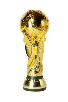Moscow, Russia - November 7, 2022: FIFA World Cup Trophy isolated on white background.