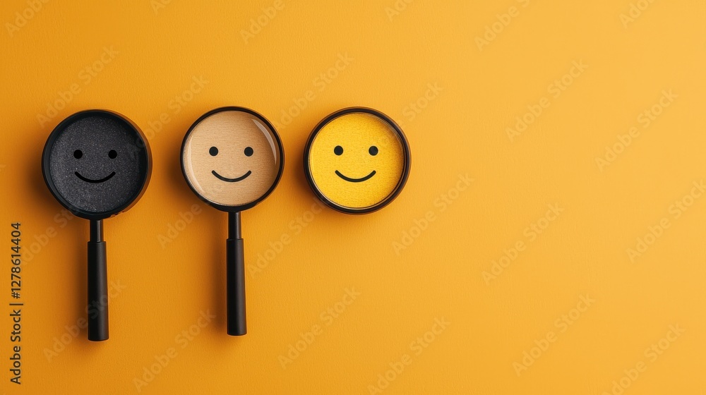 Poster survey feedback levels three emoticons representing sad neutral and happy responses in user reviews