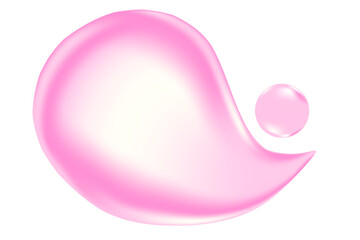 Liquid cosmetic clear gel or serum texture light pink oil swatch isolated, transparent background. Fluid glowing balm or spilled cosmetic droplet. Cute smooth beauty product, decoration element