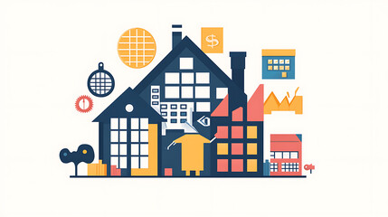 Abstract representation of tax deductions using geometric shapes and financial icons. 