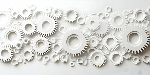 White Gear Abstract 3D Illustration