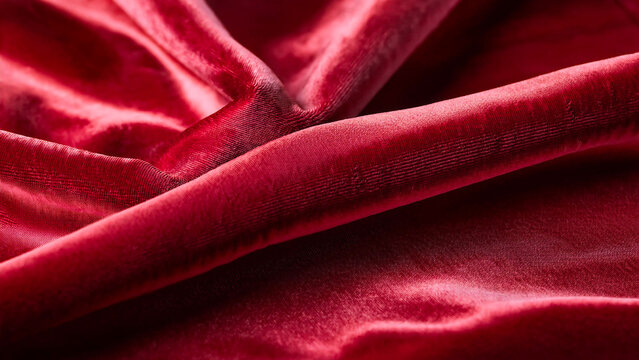Red velvet fabric with rich texture and depth of color  - Powered by Adobe