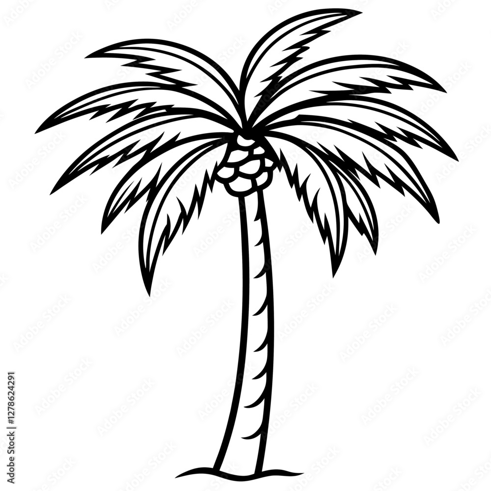 Poster palm tree vector. palm tree silhouette. palm tree vector with palm isolated on white background.