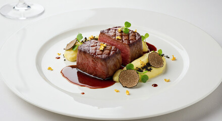 grilled beef steak with truffel 