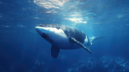 Fototapeta premium Whale Ocean Sunlight Underwater Marine Life