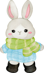 watercolor winter rabbit