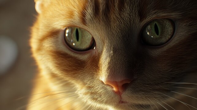 Close-up of cat with green eyes - Powered by Adobe