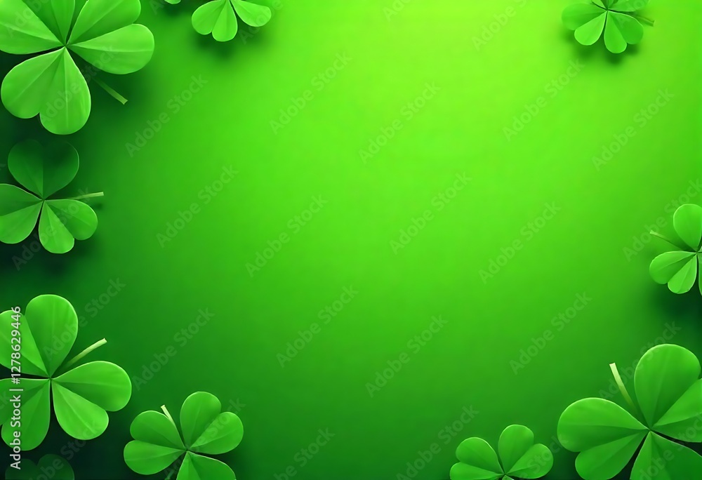 Aufkleber generative ai image of a vibrant green background with shamrocks for st. patrick's day