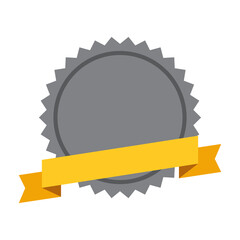 Badge with ribbon. Winning award, prize or medal.