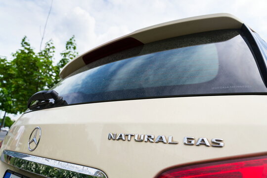 PRAGUE, CZECH REPUBLIC - MAY 10 2018: Mercedes-Benz B200 Natural Gass Drive NGD car on May 10, 2018 in Prague, Czech Republic.