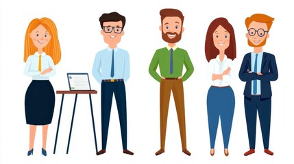 Diverse Business Team Pixel Art Illustration