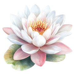 Watercolor illustration of a white lotus flower