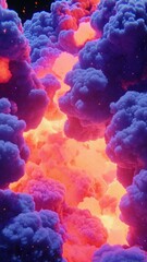 Fototapeta premium Vibrant Pink and Purple Cosmic Cloudscape Abstract Nebula Fantasy Art