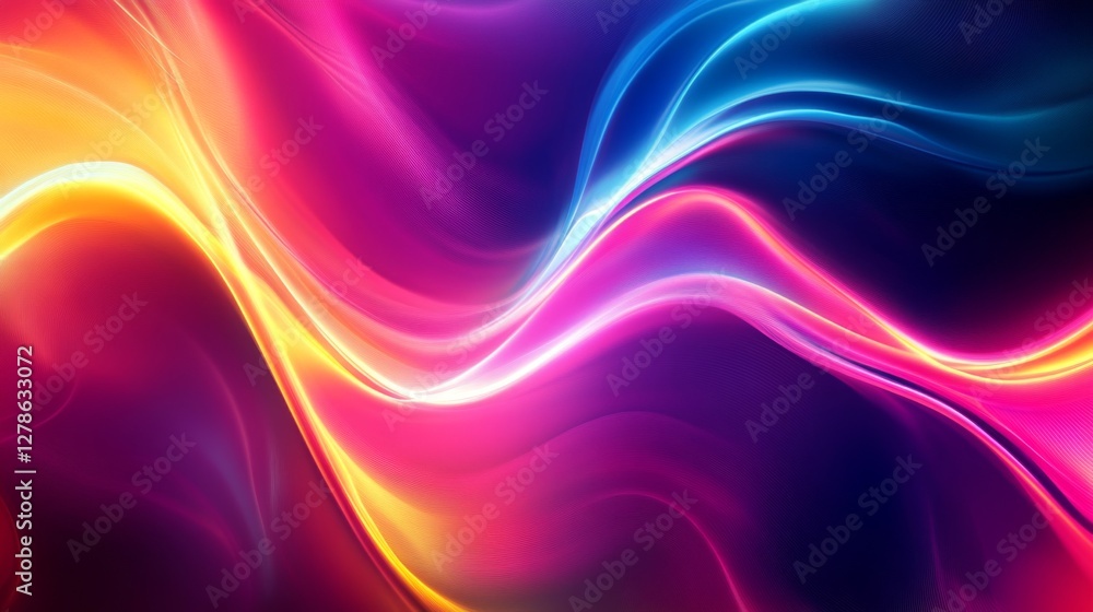 Poster a vibrant abstract background with swirling neon colors and smooth gradients, creating a dynamic and