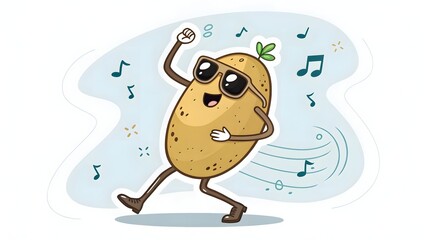 Fototapeta premium Dancing potato with tiny sunglasses hilarious sti