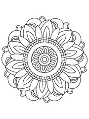 Flowers Leaves Coloring page Adult.Contour drawing