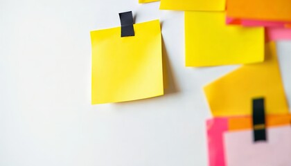 Fototapeta premium Creative Brainstorming Session with Colorful Sticky Notes Office Workspace Visual Content Collaborative Environment Top-Down View Idea Generation