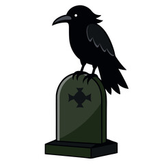 Fototapeta premium illustration-of-black-crow-on-gravestone-isolated-.eps