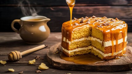 Caramel Cake with Drizzled Caramel Sauce: A Sweet Treat for Any Occasion