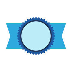 Badge with ribbon. Winning award, prize or medal.